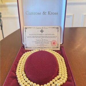 Camrose & Kross Gold Triple-Strand Pearl Necklace